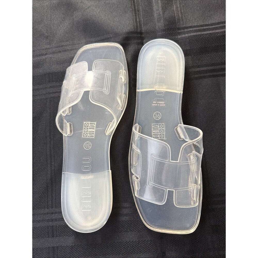 Bibi Lou Holly Jelly Slip On Slides From Anthropologie Size EU 39 8-8.5 Clear